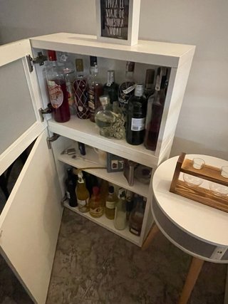 Mueble salón blanco y cristal