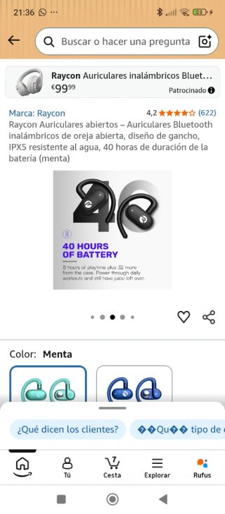 Raycon Auriculares Bluetooth Verdes