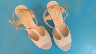 Sandalias beige y doradas
