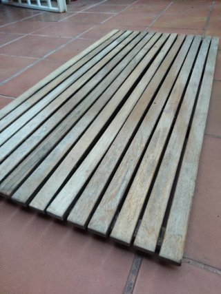 Tarima madera maciza teca baño aseo  ducha terraza