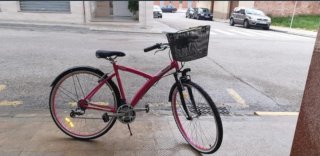 Bicicleta rosa chica con cesta