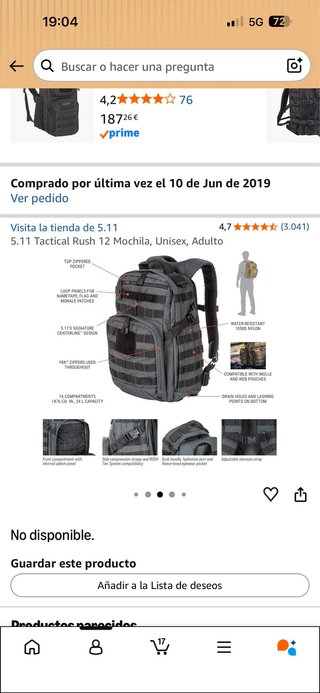 Mochila 5.11 Rush 12 Negra