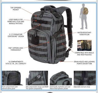 Mochila 5.11 Rush 12 Negra