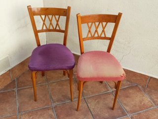 2 Sillas Vintage Años 60 Madera Tapizado