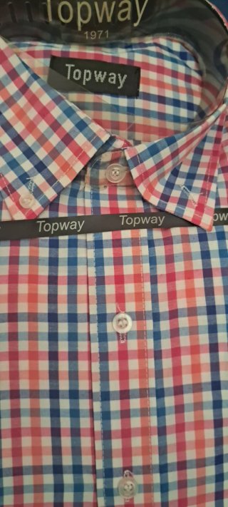 Camisa Topway cuadros hombre talla 41 manga corta