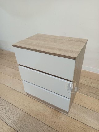 Mesita de Noche Moderna (Blanco/Madera)