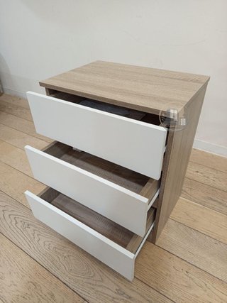 Mesita de Noche Moderna (Blanco/Madera)