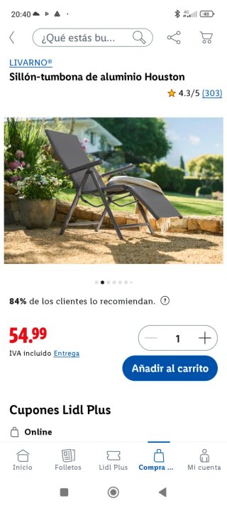 Silla tumbona plegable aluminio