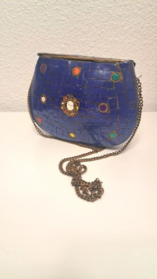 Bolso joya mosaico azul