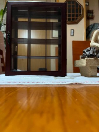 Vitrina expositora de madera y cristal