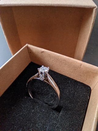 Anillo Oro Blanco Diamante Compromiso