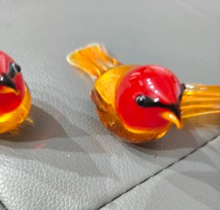 Tre statuine di Uccellini in vetro di Murano