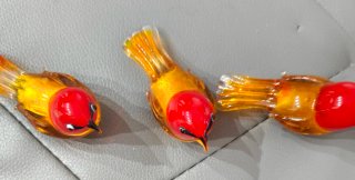 Tre statuine di Uccellini in vetro di Murano