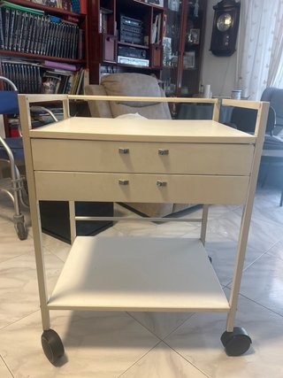 Mesa auxiliar sanitaria 2 cajones ruedas