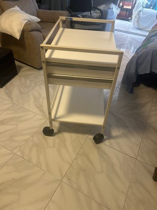 Mesa auxiliar sanitaria 2 cajones ruedas