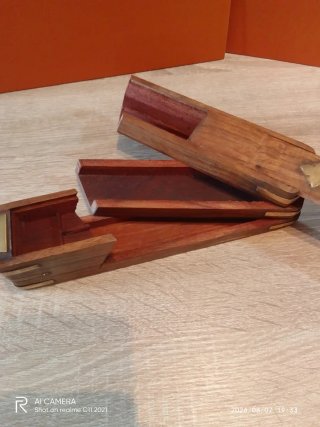 Estuche de lápices madera antiguo