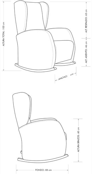 Sillón lactancia, mecedora o balancín Tapizado