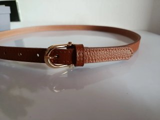 Cintura donna pelle marrone fibbia oro