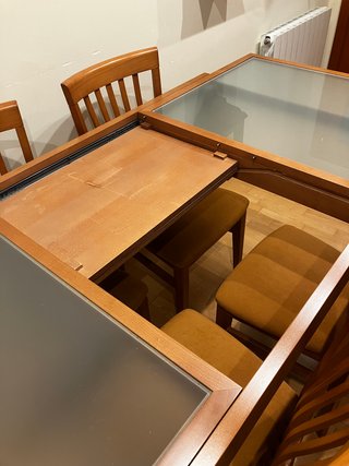 Mesa de comedor extensible madera y cristal