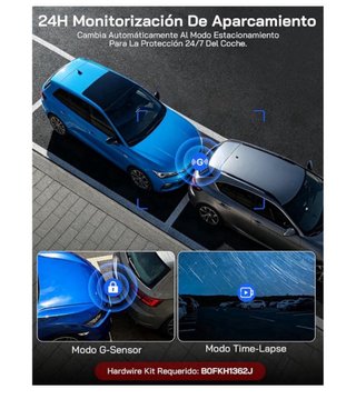 WOLFANG Dashcam 4K 610° 4 Canales WiFi 5.8GHz