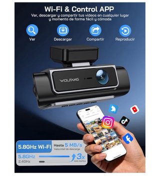 WOLFANG Dashcam 4K 610° 4 Canales WiFi 5.8GHz