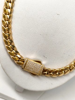 ORO NUEVO 18KT Cadena Cubana 8mm 60cm largo
