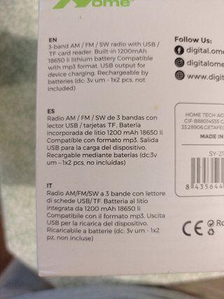 Radio AM/FM/SW