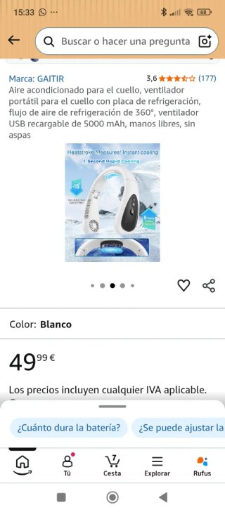 Ventilatore GAITIR ricaricabile da collo
