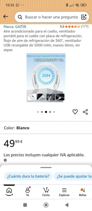 Ventilatore GAITIR ricaricabile da collo