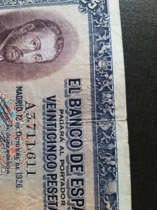 BILLETE DE 25 PESETAS DE 1926 SELLO EN SECO