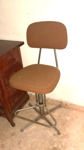 Silla giratoria vintage tela y metal