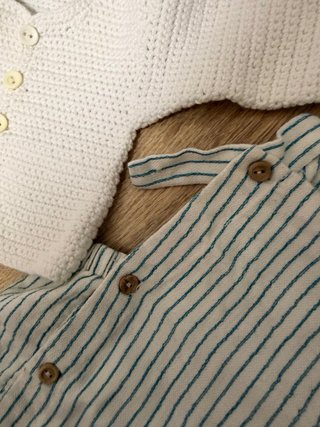 Conjunto bebé 3 piezas blanco y rayas
