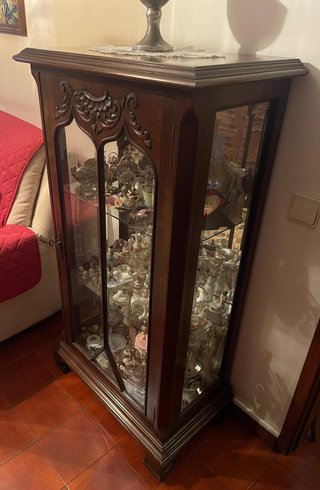 Cristaleira Madeira com Vidros e Espelho