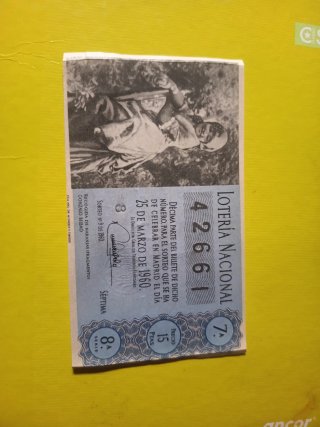 Décimo Lotería Nacional 25/03/1960