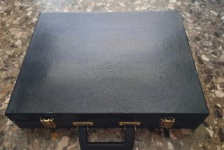 Set di posate da 12 pezzi, in acciaio inossidabile, mai usate, con astuccio in pelle