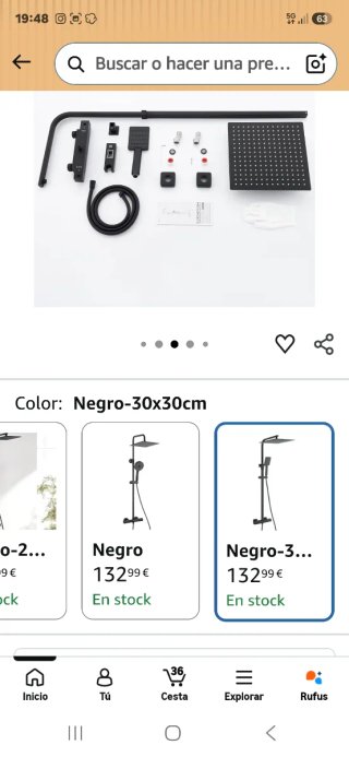 Columna Ducha Negra AuraLum