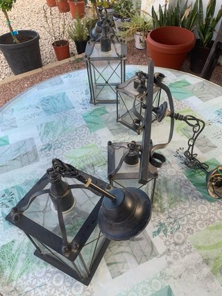 Lámpara de techo forja negra 4 luces