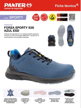 Zapatillas Panter Forza Sporty S3S Azul ESD