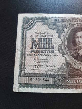 BILLETE DE 1000 PESETAS DE 1940 MUY DIFÍCIL