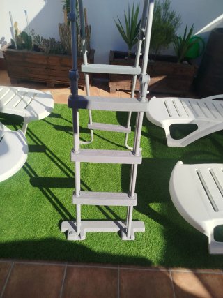 Escalera Piscina Plástico Gris 1,4m