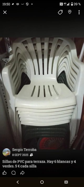 Sillas de PVC para terraza (Blancas y Verdes)