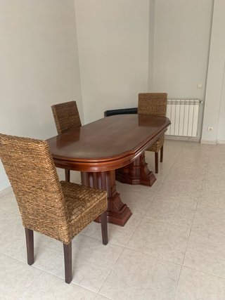 Mesa de comedor clásica madera extensible 1,70+1,5