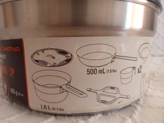Set Cocina Camping Quechua MH500 2p acero inox.