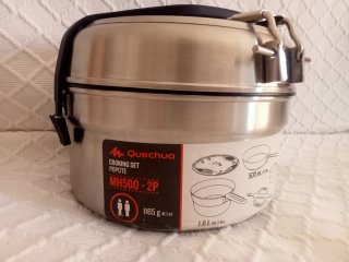 Set Cocina Camping Quechua MH500 2p acero inox.