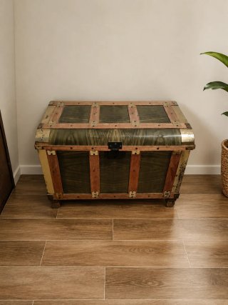 Cofre antiguo de madera y metal
