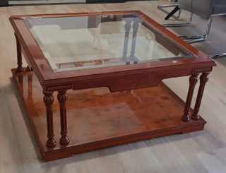 Mesa baja madera y cristal