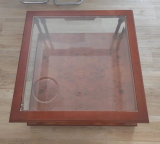 Mesa baja madera y cristal