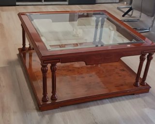 Mesa baja madera y cristal