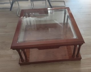 Mesa baja madera y cristal