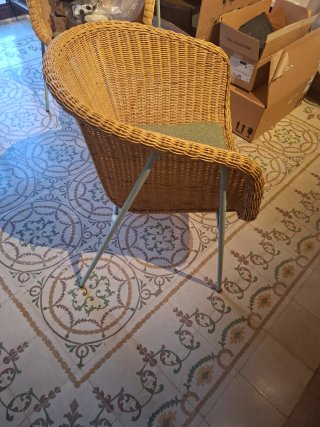 Sillón Teulat Ratán y Tela Verde